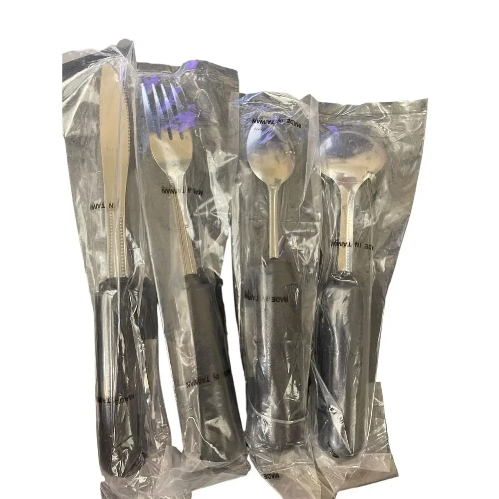 NEW Sammons Preston EZ Large‎ Grip Weighted Set Fork Knife Spoon Soup Spoon